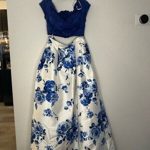 B Darlin Blue and White Floral Skirt